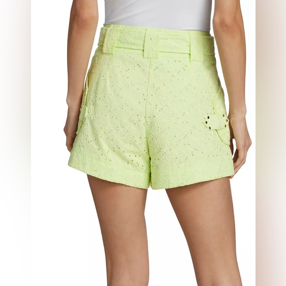 Derek Lam 10 Crosby Brat Green Eyelet Belted Shorts - Picture 4 of 16